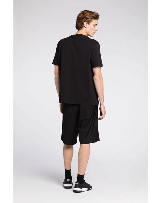 Roberto Cavalli Black Just Cavalli Logo-Print Cotton T-Shirt for men