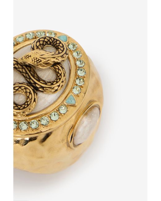 Roberto Cavalli Metallic Snake And Gemstone Ring