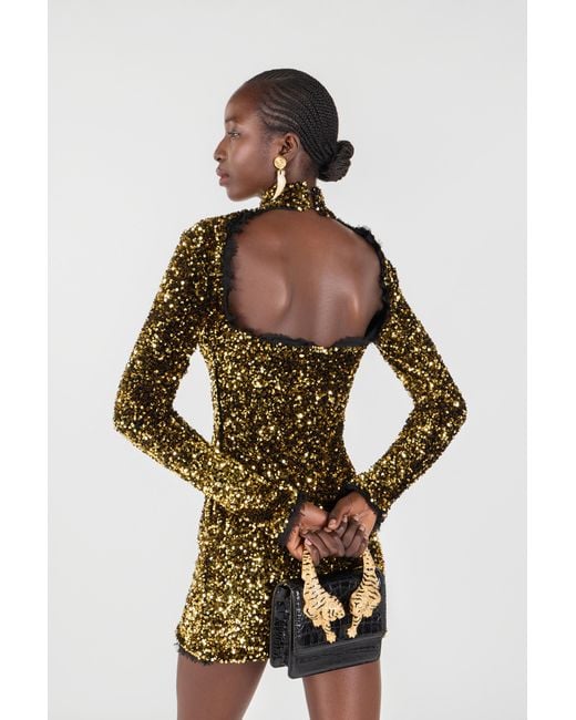 Roberto Cavalli Black Kleine Roar Bag Mit Schmucktigern