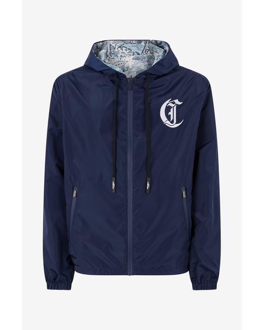 Roberto Cavalli Blue Reversible Hooded Sweatshirt for men