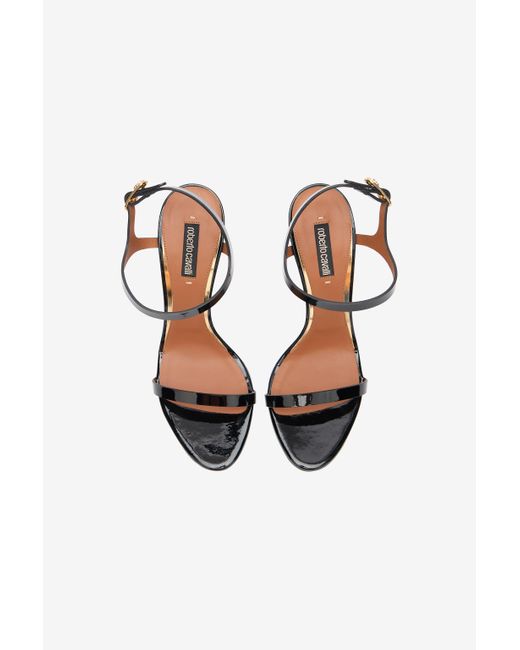 Roberto Cavalli Multicolor Patent Leather Sandal With Rc Monogram