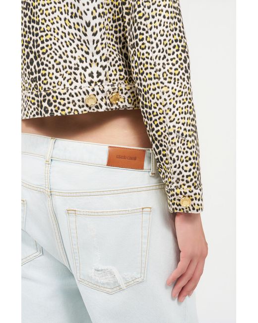 Roberto Cavalli White Pop Jaguar Animal-Print Jacket