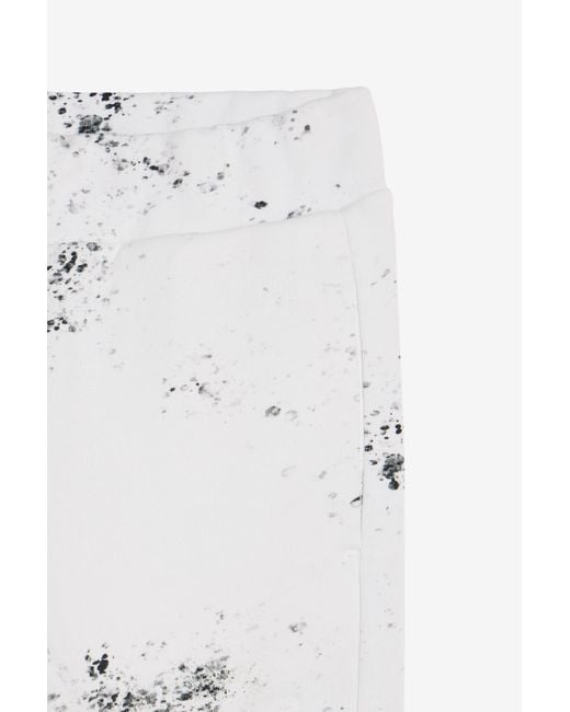Roberto Cavalli White Splatter Print Trousers With Monogram Rc for men