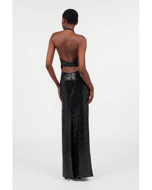 Roberto Cavalli Black Long Sequin Dress