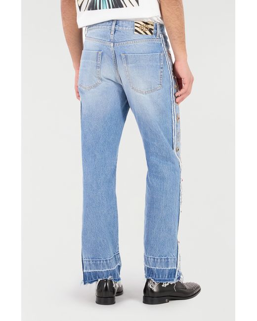 Roberto Cavalli Blue Jeans With Stud And Stone Pattern for men