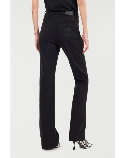 Roberto Cavalli Black Jeans With Mirror Snake Monogram