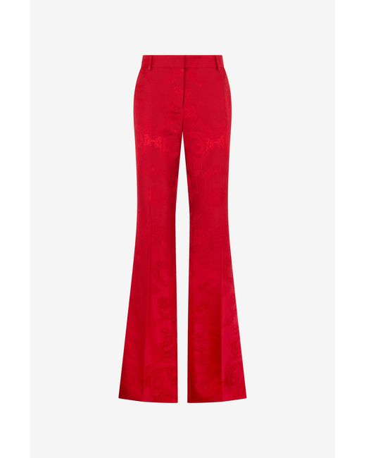 Roberto Cavalli Red Dark Trousers With Dragon Pattern