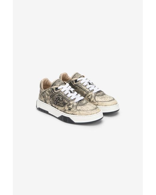 Roberto Cavalli Multicolor Ivory Leather Low Top Sneakers for men