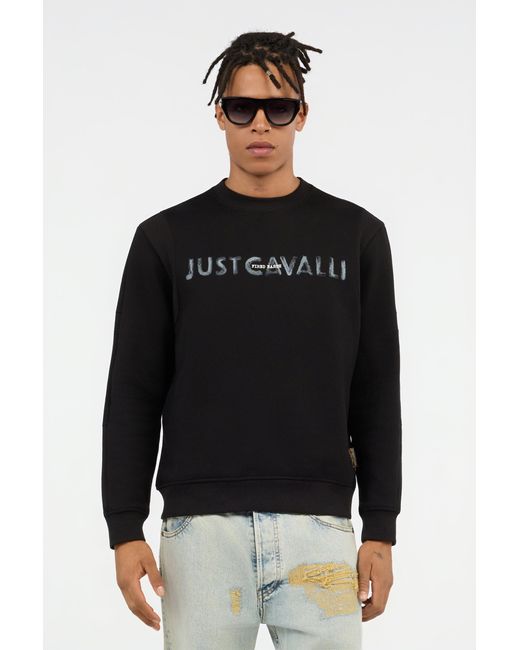 Roberto Cavalli Black Just Cavalli Logo Sweatshirt for men