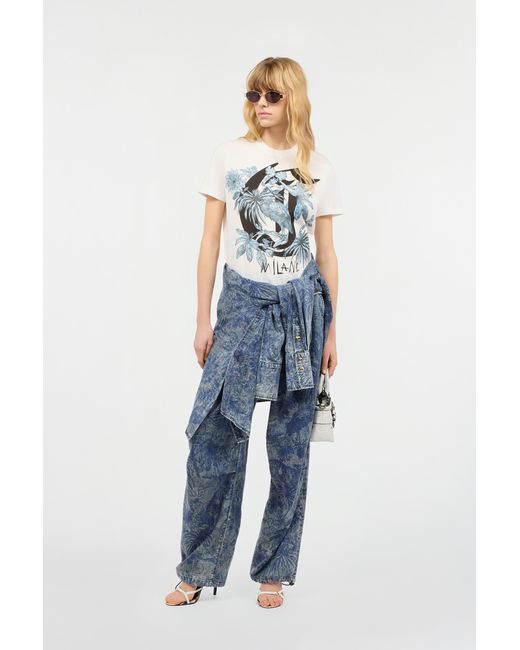 Roberto Cavalli Multicolor T-Shirt With Print And Jc Monogram