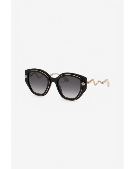 Roberto Cavalli Black Wide And Feminine Front Sunglasses With Double Ring Decoration