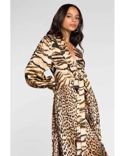 Roberto Cavalli White Maxi-Kleid Mit Tiger- Und Jaguar-Print
