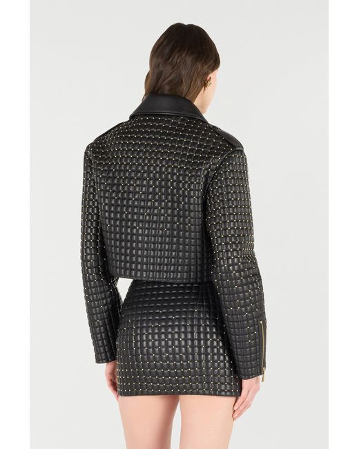 Roberto Cavalli Black Cropped Jacket With 3D-Effect Quilting