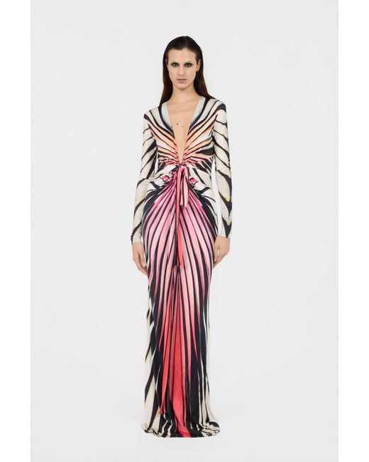 Roberto Cavalli White Ray Of Paradise Print Maxi Dress