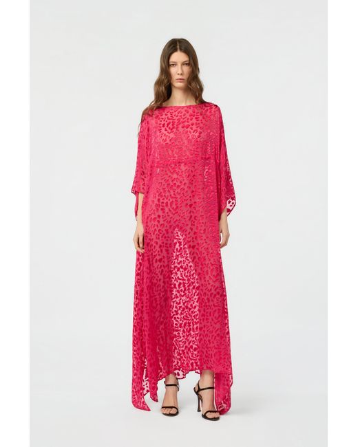 Roberto Cavalli Pink Caftan With Tone-On-Tone Animal Print