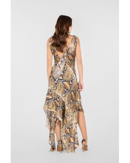 Roberto Cavalli White Python Print Silk Midi Dress