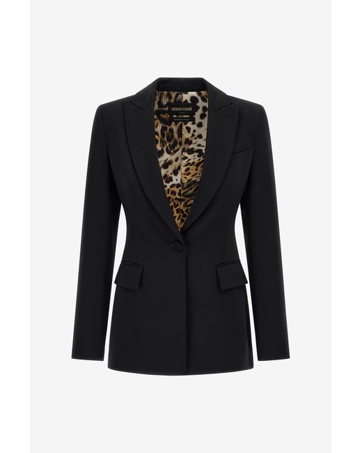 One Button Blazer Roberto Cavalli de color Black