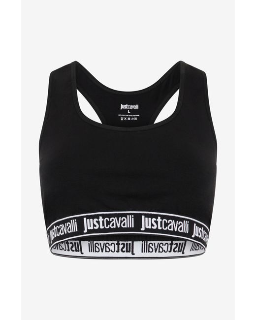 Roberto Cavalli Black Bra With Logo Band