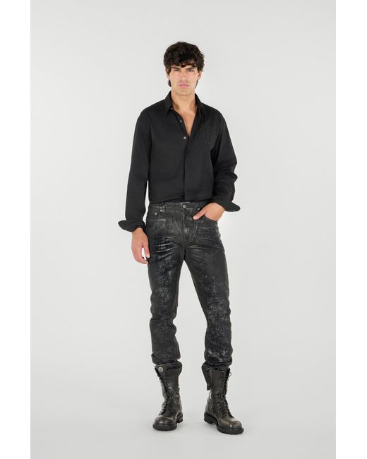 Roberto Cavalli Black Used-Effect Pants for men