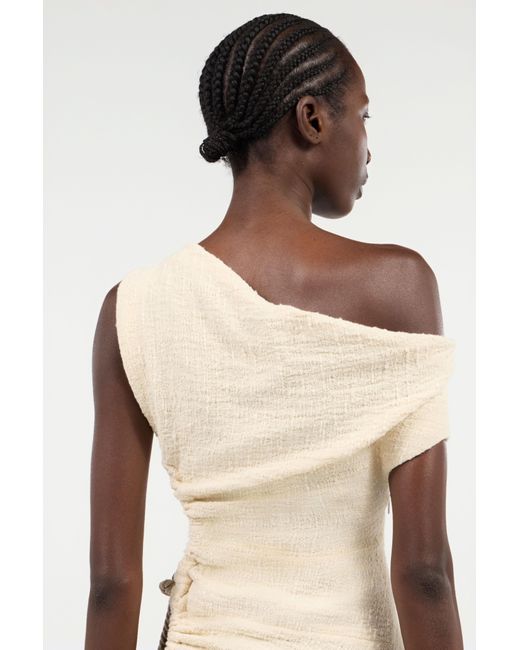 Roberto Cavalli White Ivory One-Shoulder Midi Dress With Cut-Out