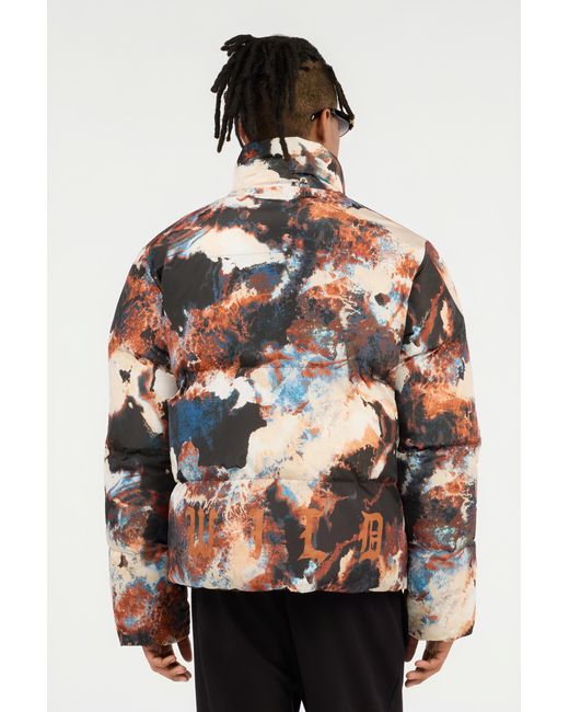 Roberto Cavalli Blue Reversible Tiger Camu Print Puffer Jacket for men