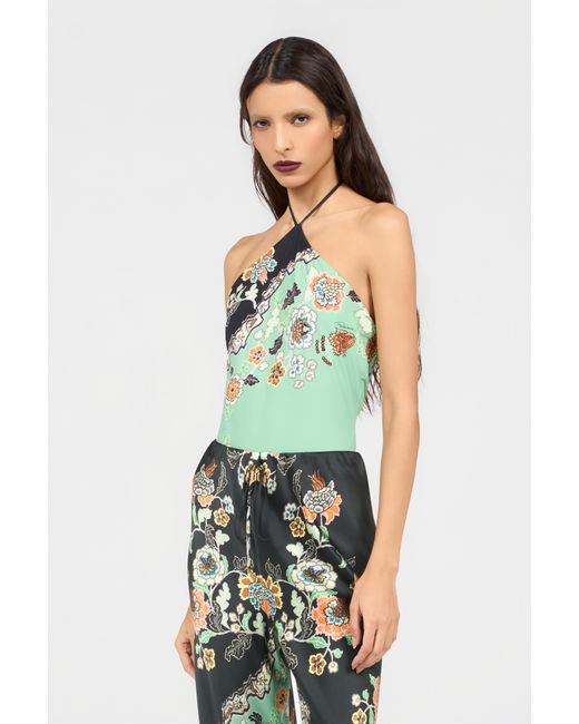 Roberto Cavalli Blue Kimono Print Top