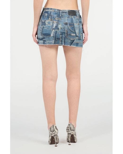Roberto Cavalli Blue Patchwork Capsule Collection Denim Mini Skirt