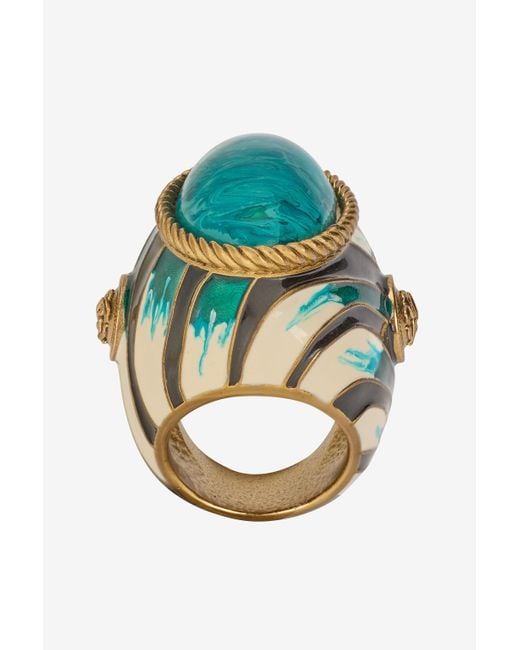 Roberto Cavalli Blue Ray Of Sea Print Ring
