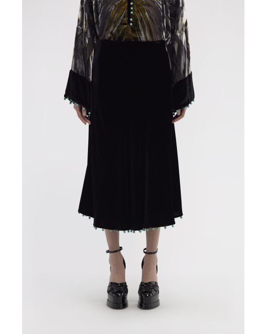 Roberto Cavalli Black Beaded-Trim High-Waisted Skirt