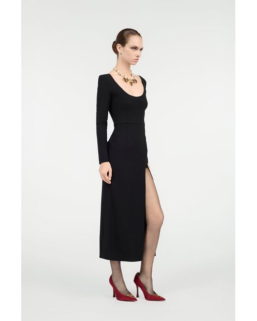 Roberto Cavalli Black Midi Dress With Slit