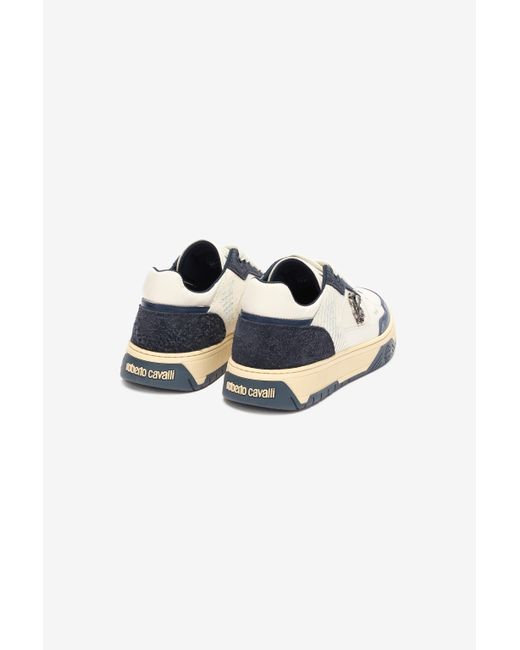 Roberto Cavalli Multicolor Sneakers With Inserts And Mirror Snake Monogram for men