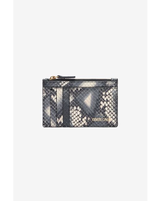 Roberto Cavalli Multicolor Printed Leather Cardholder With Zip