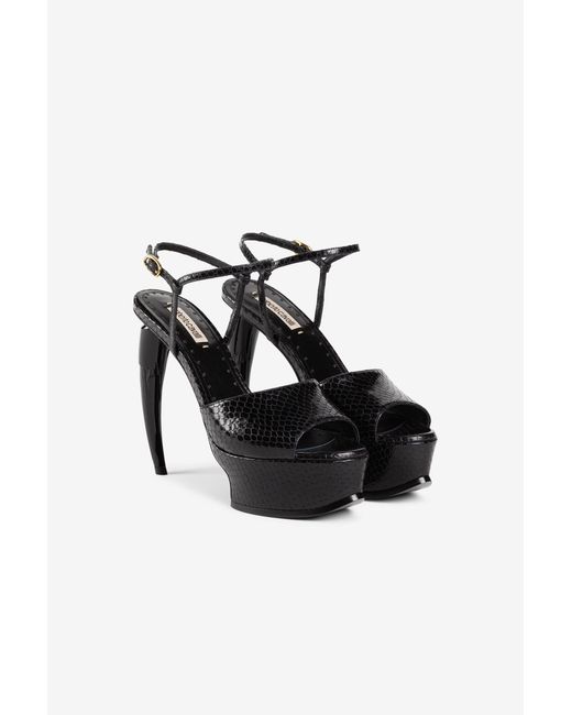 Sandales Plateforme À Talon Tiger Tooth Roberto Cavalli en coloris Black