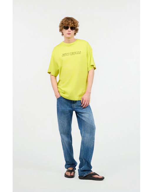 Roberto Cavalli Yellow T-Shirt With Flaming Lettering for men