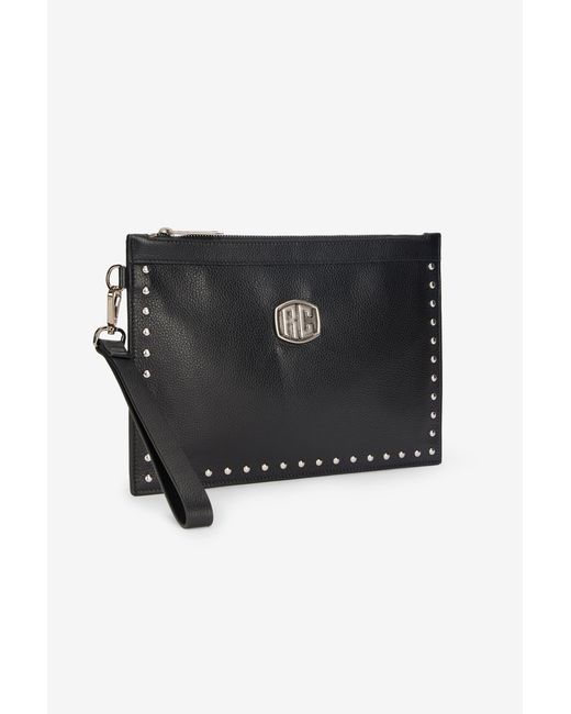 Roberto Cavalli Black Flat Clutch With Studs for men