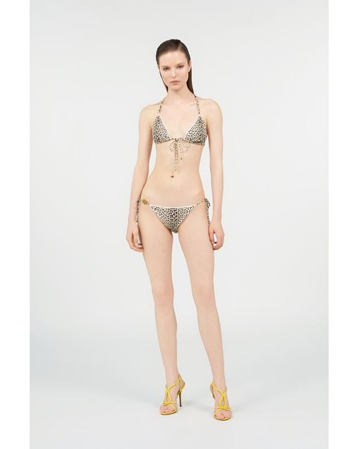 Roberto Cavalli White Pop Jaguar Print Bikini Bottom