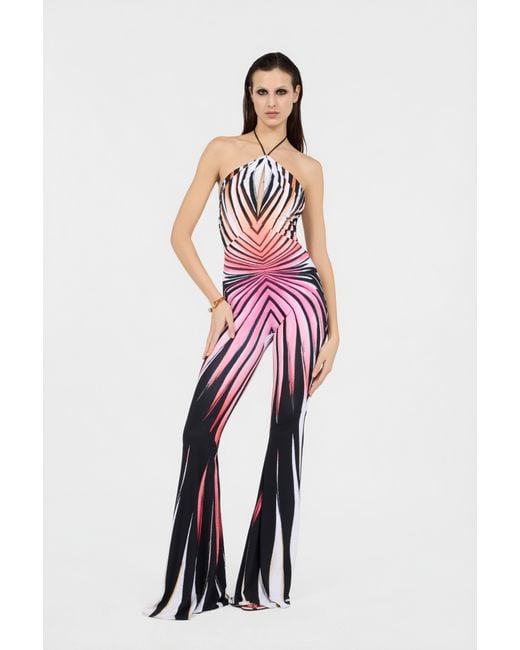 Roberto Cavalli Red Ray Of Paradise Print Jumpsuits