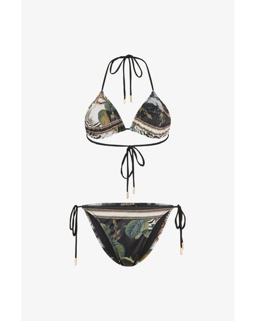 Roberto Cavalli White Jewellery Foulard Print Bikini