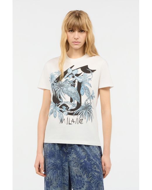 Roberto Cavalli Multicolor T-Shirt With Print And Jc Monogram