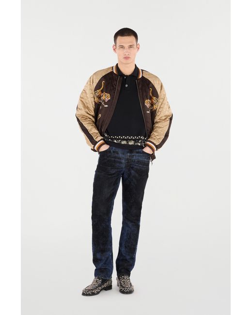 Roberto Cavalli Black Knitted Polo Shirt With Jacquard Pattern for men