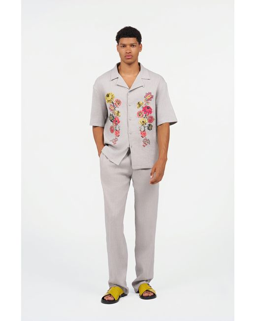 Roberto Cavalli Gray Elegant Linen Trousers for men