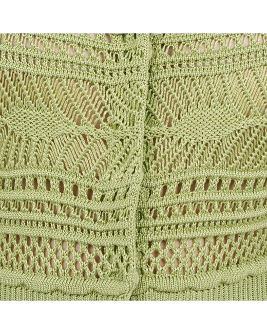 Roberto Cavalli Green Midi Knit Skirt With Contrast Detail