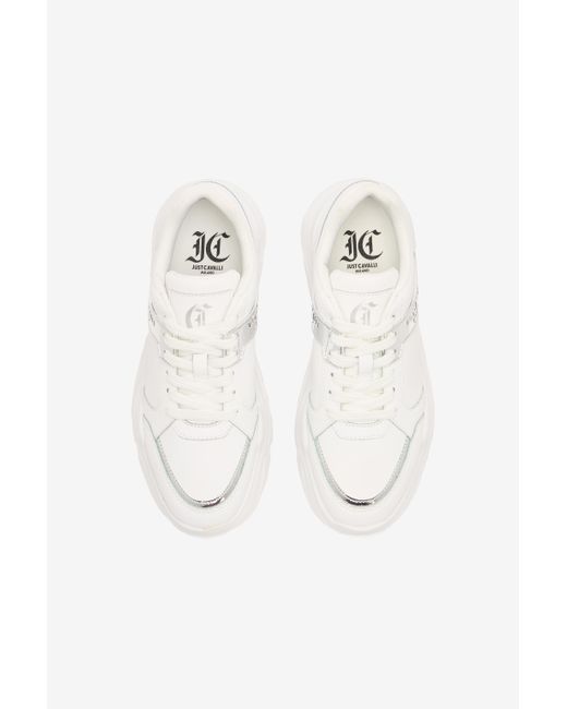 Roberto Cavalli White Sneakers With Mirrored Inserts