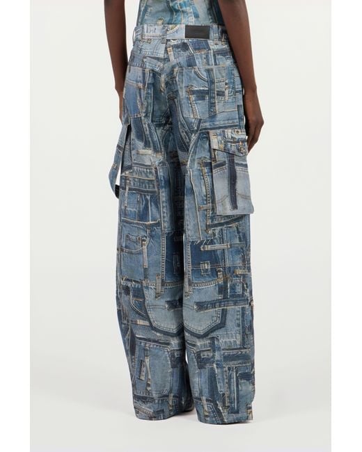 Roberto Cavalli Blue Patchwork Capsule Collection Cargo Jeans