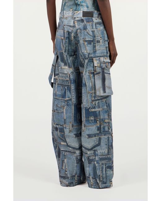 Roberto Cavalli Blue Patchwork Capsule Collection Cargo Jeans