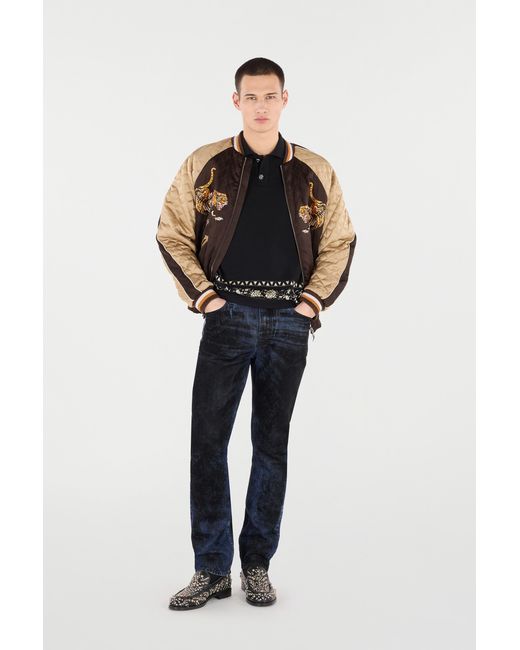 Roberto Cavalli Brown Bomber Jacket With Tigers for men
