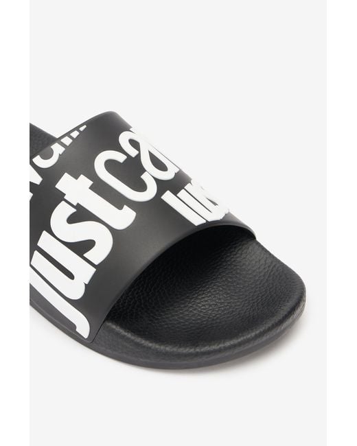 Roberto Cavalli Black Sliders With Logo for men
