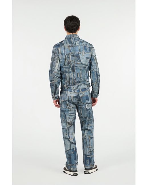 Roberto Cavalli Blue Capsule Collection Patchwork Denim Jacket for men