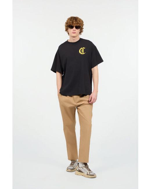 Roberto Cavalli Natural Cotton Pants With Front Logo for men