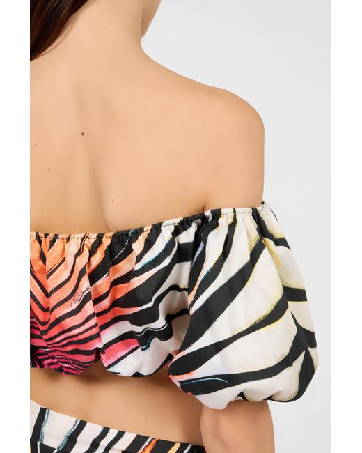 Roberto Cavalli Red Ray Of Paradise Print Crop Top